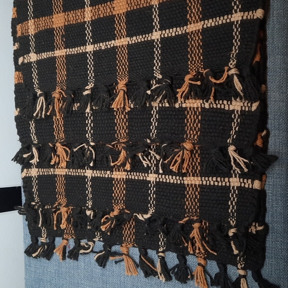 Set 4 Placemats Tablemat Woven Cotton Black Cream Tan 12" x 18" Washable - Picture 1 of 5